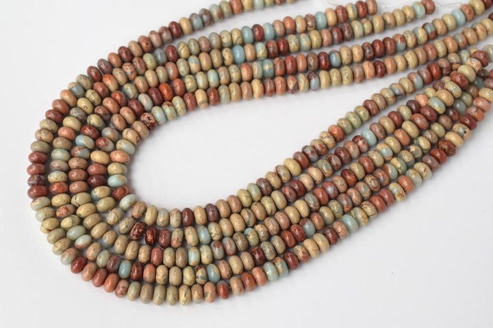 15" 5x8mm Blue Terra Jasper roundel beads, blue African opal,impression jasper rondelle,shoushan stone