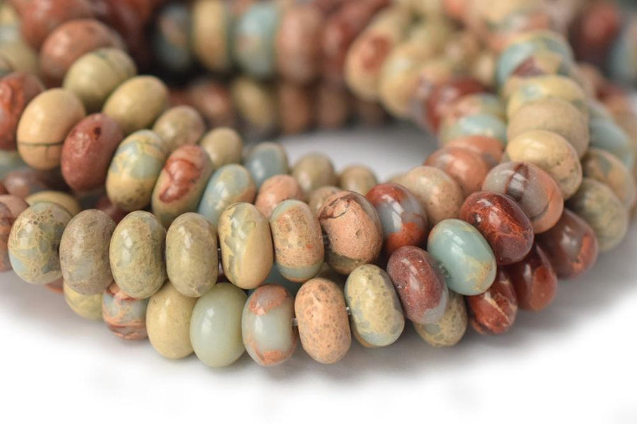 15" 5x8mm Blue Terra Jasper roundel beads, blue African opal,impression jasper rondelle,shoushan stone