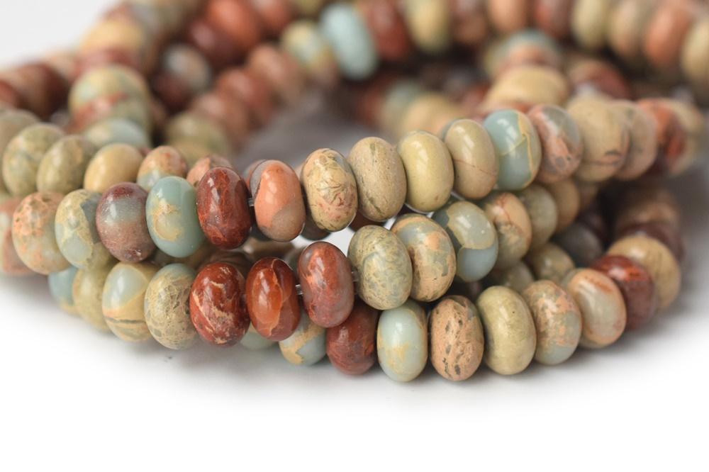 15" 5x8mm Blue Terra Jasper roundel beads, blue African opal,impression jasper rondelle,shoushan stone
