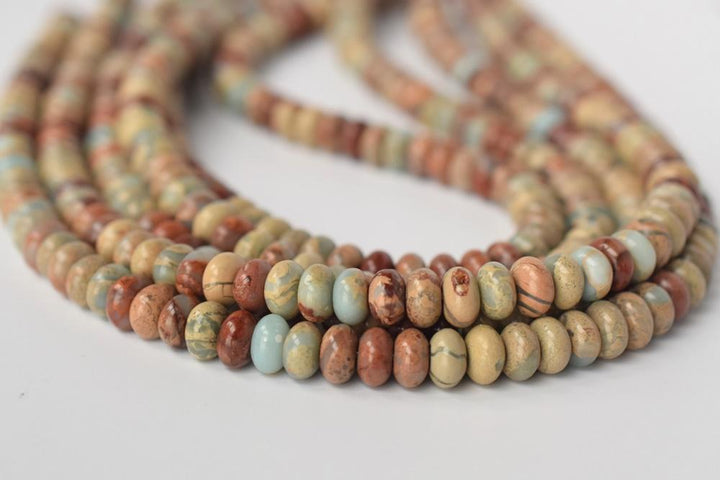 15" 5x8mm Blue Terra Jasper roundel beads, blue African opal,impression jasper rondelle,shoushan stone