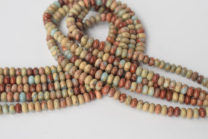 15" 5x8mm Blue Terra Jasper roundel beads, blue African opal,impression jasper rondelle,shoushan stone