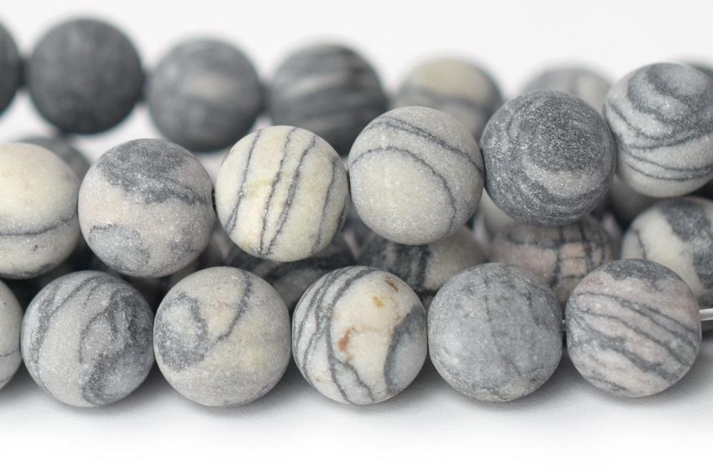15.5" Matte spider web jasper round beads 6mm/8mm/10mm/12mm,Grey color DIY beads Zebra stone