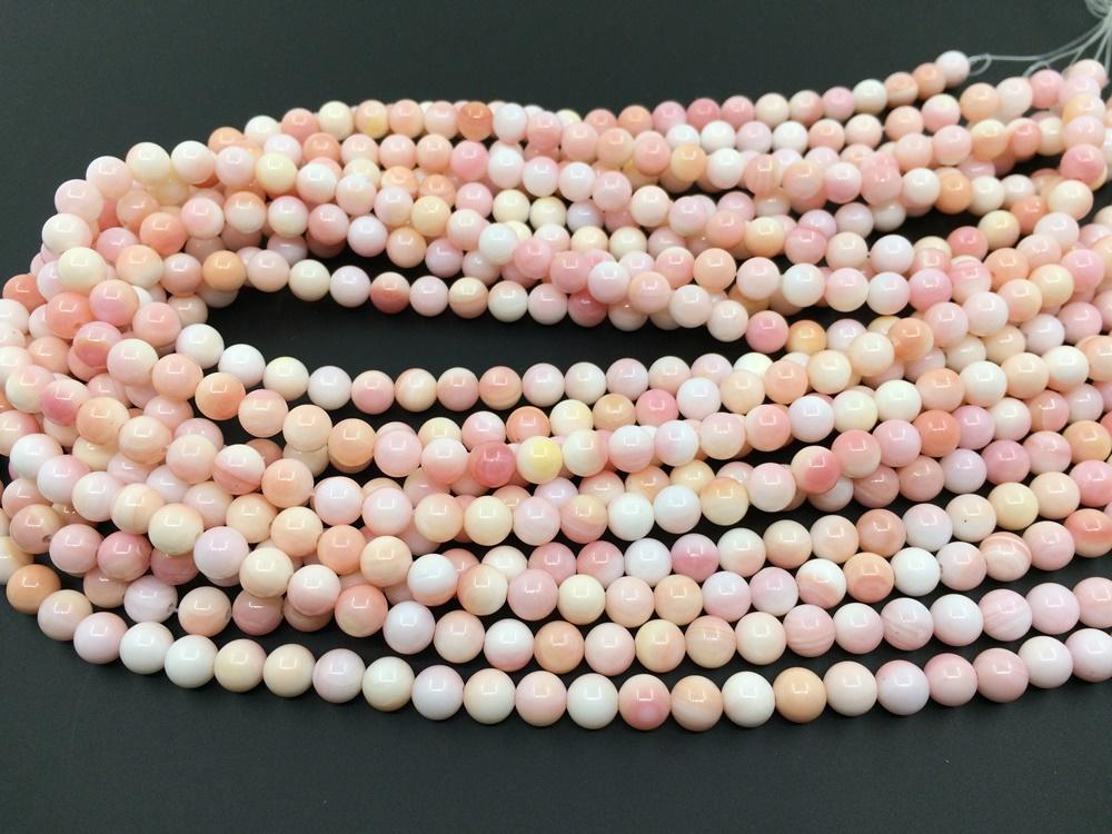 15" 6mm Natural Blush Pink Queen Conch shell round Beads