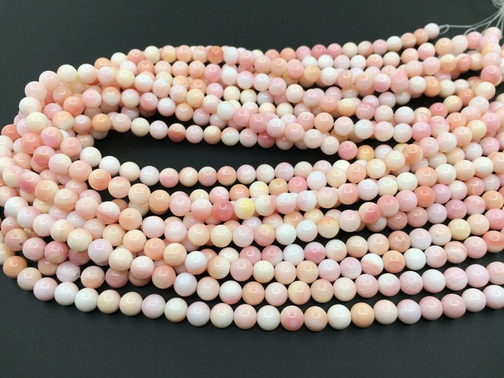 15" 6mm Natural Blush Pink Queen Conch shell round Beads