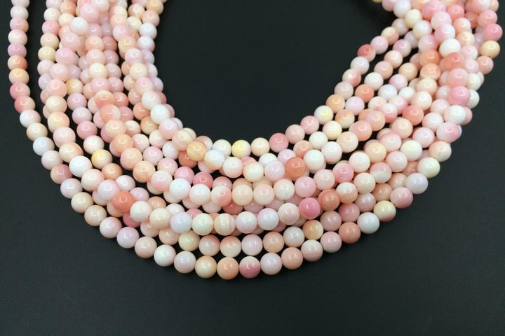 15" 6mm Natural Blush Pink Queen Conch shell round Beads