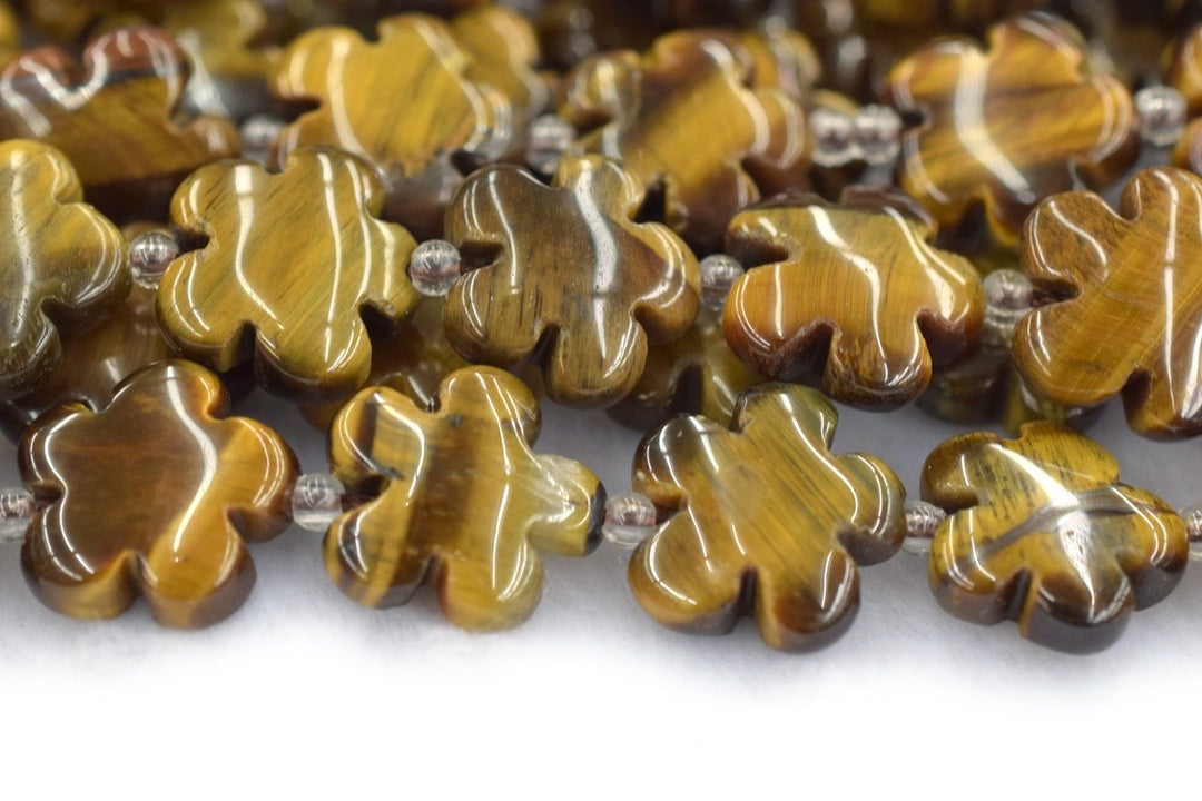 15.5" 15mm/20mm natural Yellow tiger eye stone flower beads