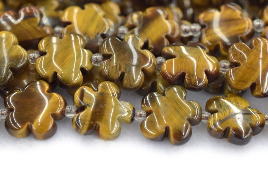 15.5" 15mm/20mm natural Yellow tiger eye stone flower beads