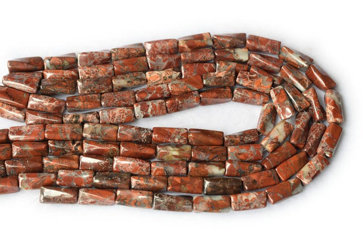 15.5" 9x20mm red flower jasper Twisted Column/tube
