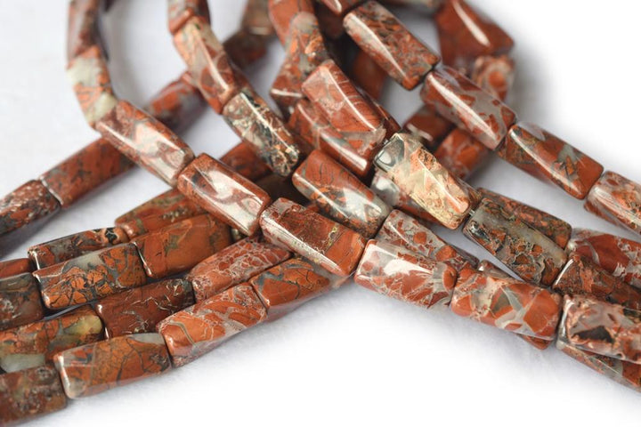15.5" 9x20mm red flower jasper Twisted Column/tube
