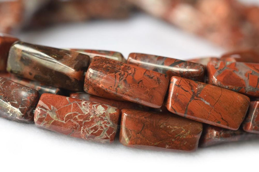 15.5" 9x20mm red flower jasper Twisted Column/tube