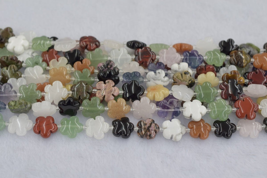 15.5" Multi stone flower 15/20mm,  semi-precious stone flower
