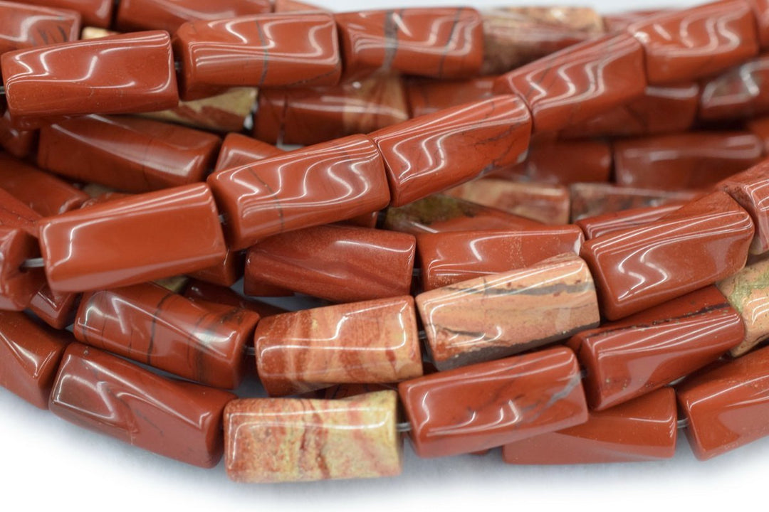 15.5" 9x20mm red jasper Twisted Column , red jasper Twisted tube,natural red jasper beads