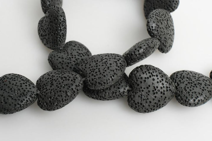 15.5" 20mm/28mm black Lava Heart Gemstone pendant