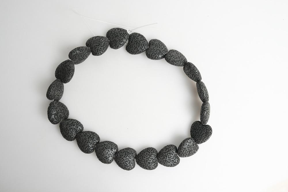 15.5" 20mm/28mm black Lava Heart Gemstone pendant