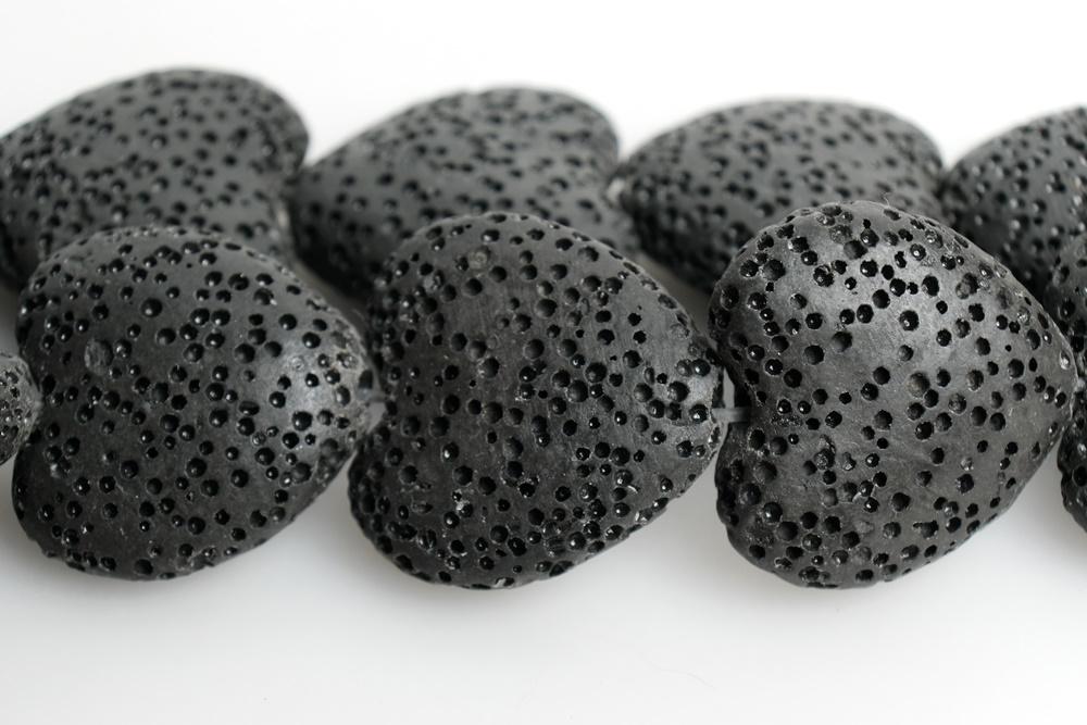 15.5" 20mm/28mm black Lava Heart Gemstone pendant