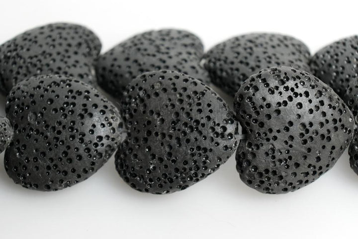 15.5" 20mm/28mm black Lava Heart Gemstone pendant