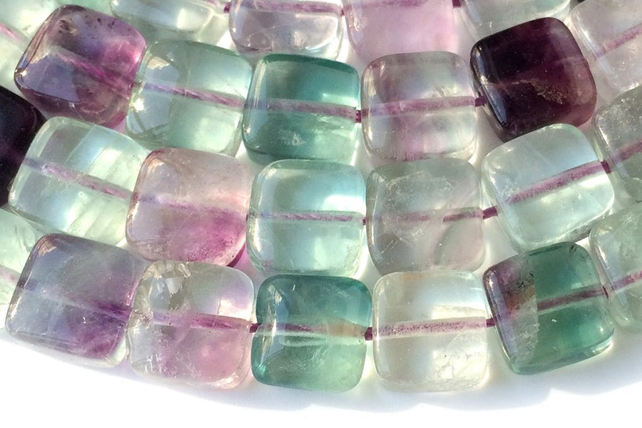 15.5" 8mm Natural rainbow fluorite stone flat square beads