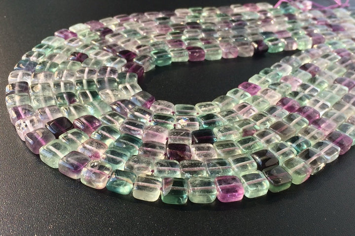 15.5" 8mm Natural rainbow fluorite stone flat square beads