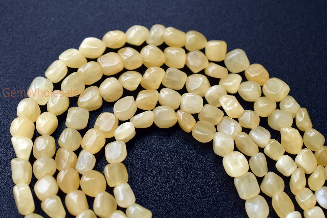 15.5" 5~7mm Natural Yellow jade pebbles beads,potato beads, small nugget beads