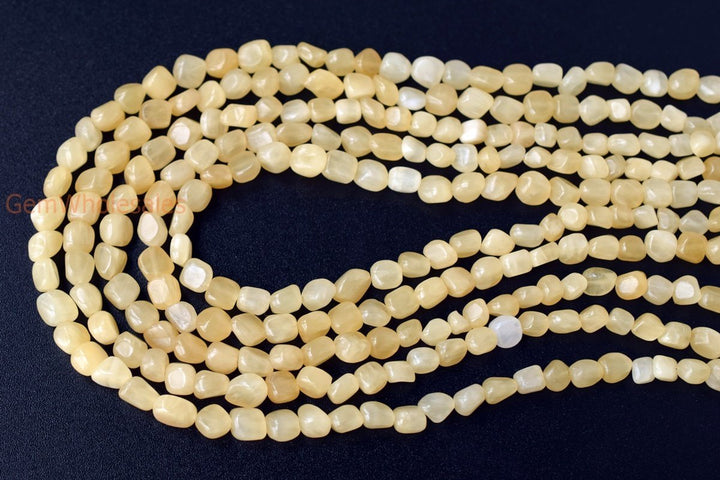 15.5" 5~7mm Natural Yellow jade pebbles beads,potato beads, small nugget beads