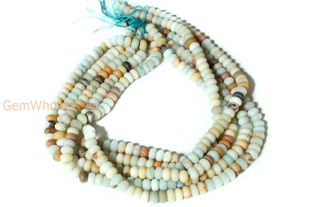 15" Matt finish Natural amazonite 5x8mm rondelle beads,multi color amazonite disc