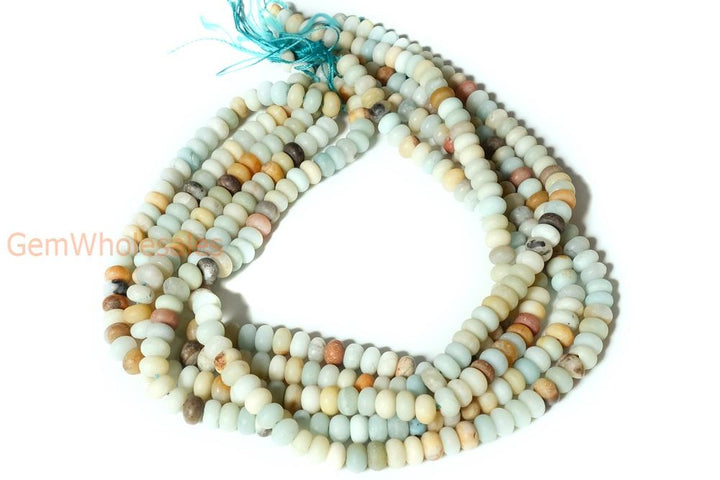 15" Matt finish Natural amazonite 5x8mm rondelle beads,multi color amazonite disc
