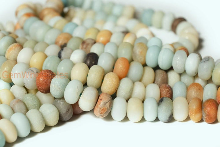 15" Matt finish Natural amazonite 5x8mm rondelle beads,multi color amazonite disc