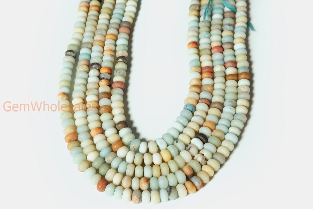 15" Matt finish Natural amazonite 5x8mm rondelle beads,multi color amazonite disc