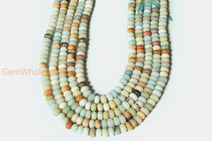 15" Matt finish Natural amazonite 5x8mm rondelle beads,multi color amazonite disc