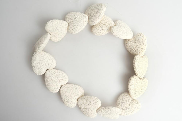 15.5" 20mm/28mm white Lava Heart Gemstone pendant