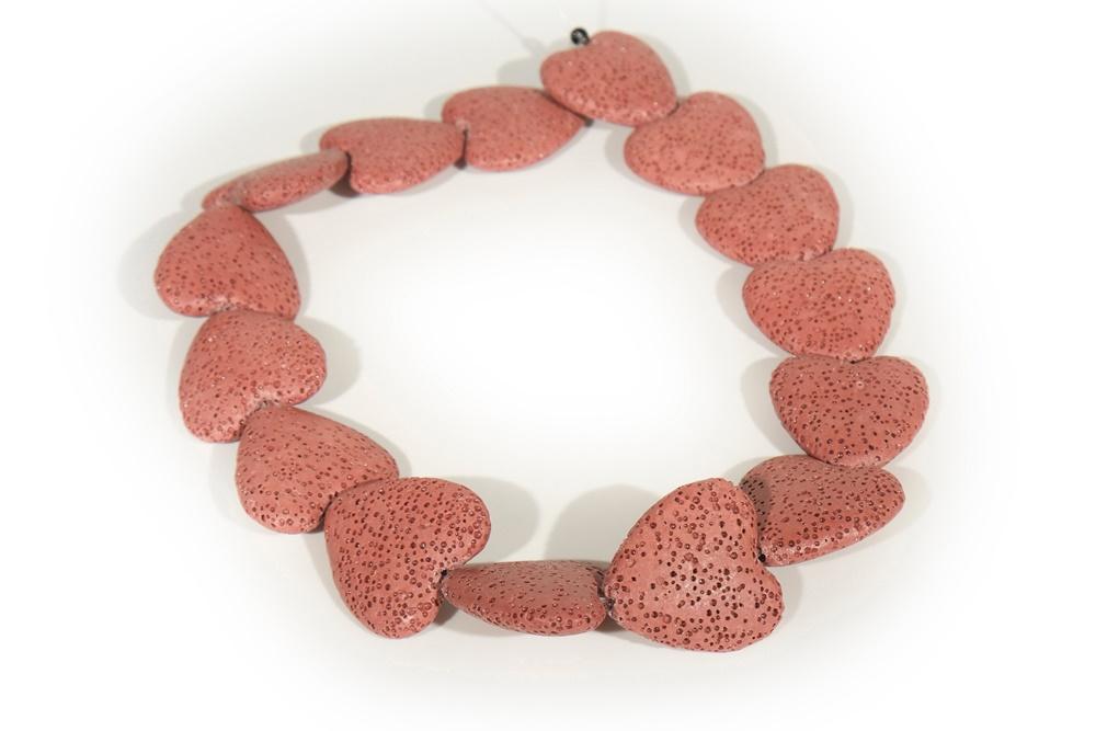 15.5" 20mm/28mm Dark red Lava Heart Gemstone pendant