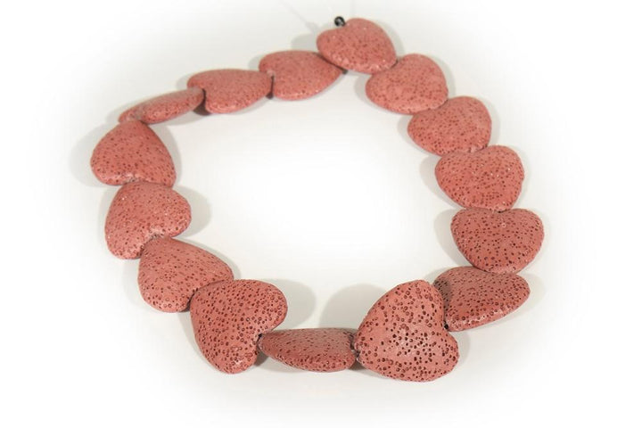15.5" 20mm/28mm Dark red Lava Heart Gemstone pendant