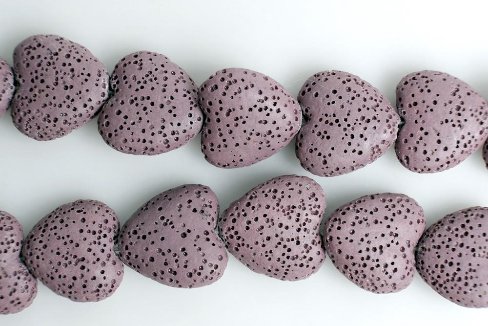 15.5" 20mm/28mm purple Lava Heart Gemstone pendant