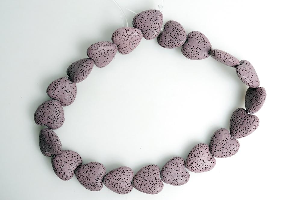 15.5" 20mm/28mm purple Lava Heart Gemstone pendant