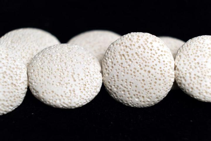 15.5" 20mm/25mm/30mm white Lava coin Gemstone pendant