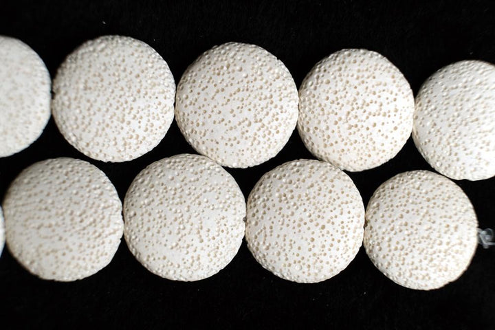 15.5" 20mm/25mm/30mm white Lava coin Gemstone pendant