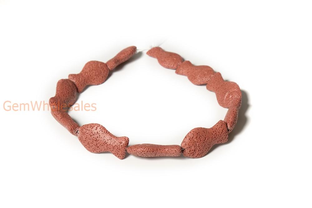 20x40mm red Lava fish Gemstone pendant
