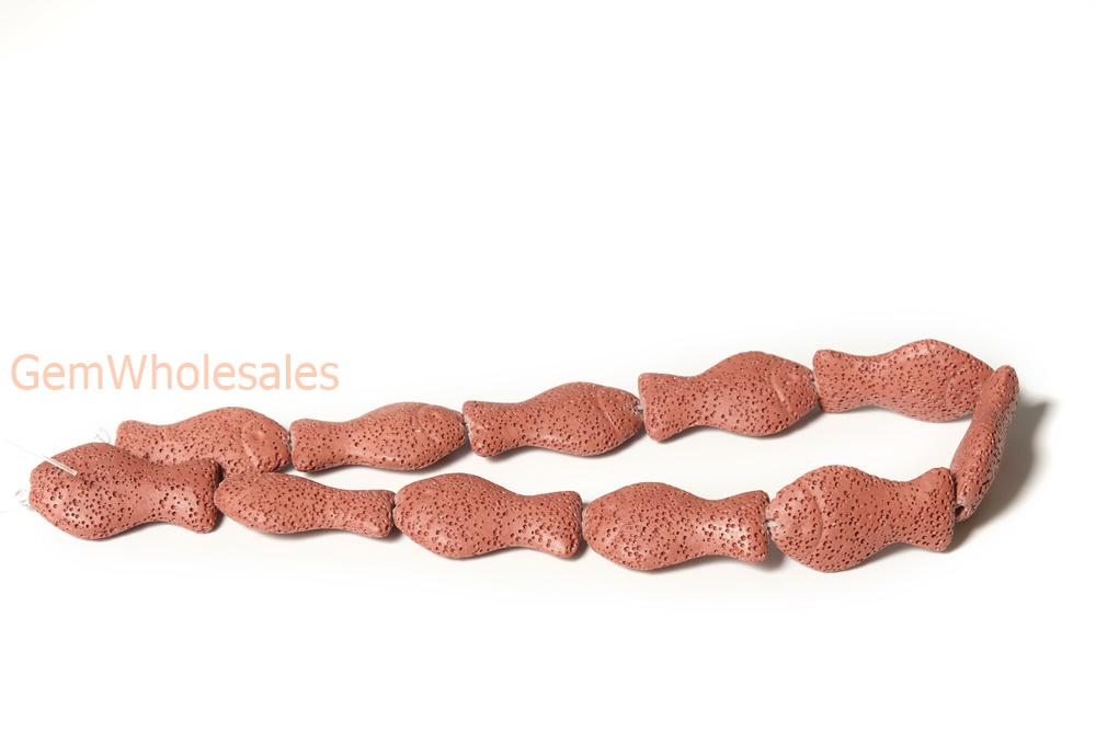 20x40mm red Lava fish Gemstone pendant
