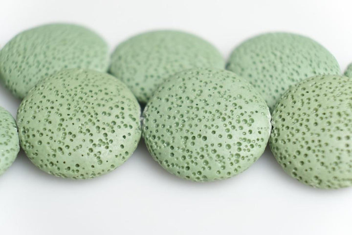 15" 20mm/25mm/30mm green Lava coin Gemstone pendant