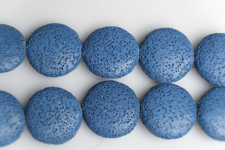 15.5" 20mm/25mm/30mm blue Lava coin Gemstone pendant