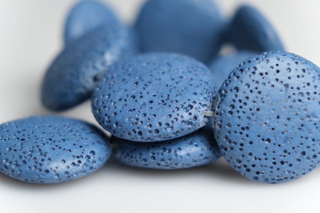 15.5" 20mm/25mm/30mm blue Lava coin Gemstone pendant
