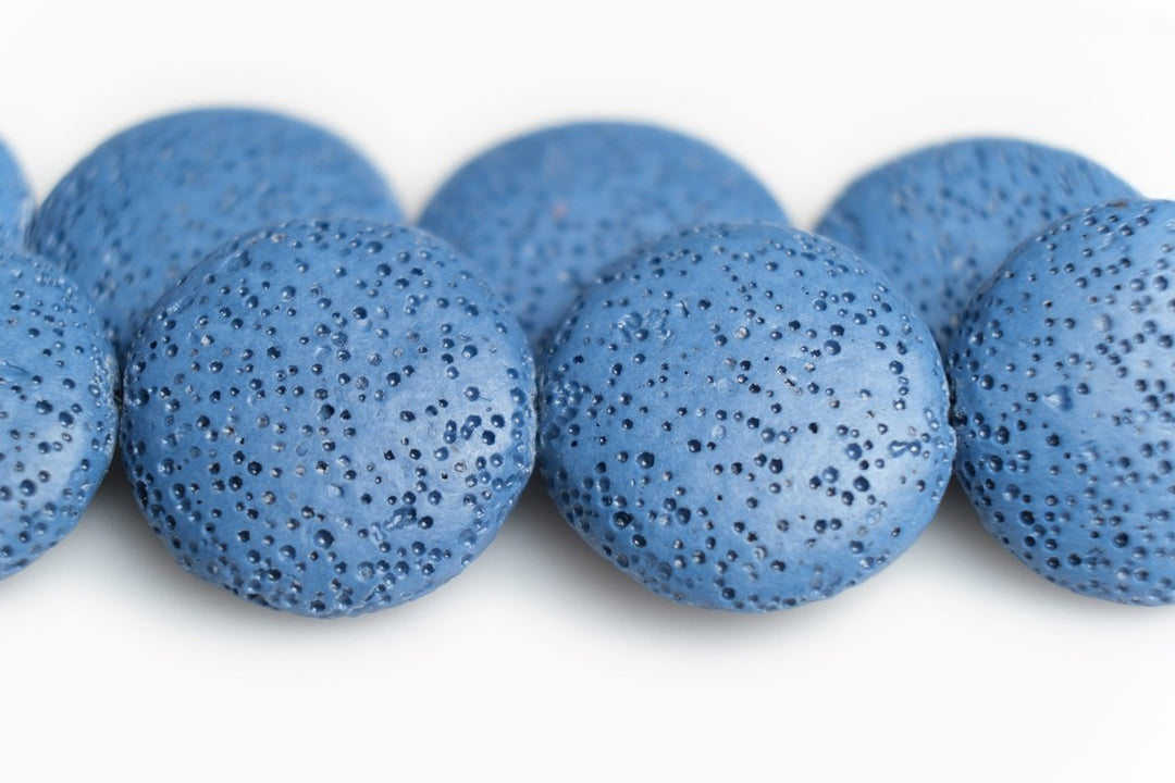 15.5" 20mm/25mm/30mm blue Lava coin Gemstone pendant