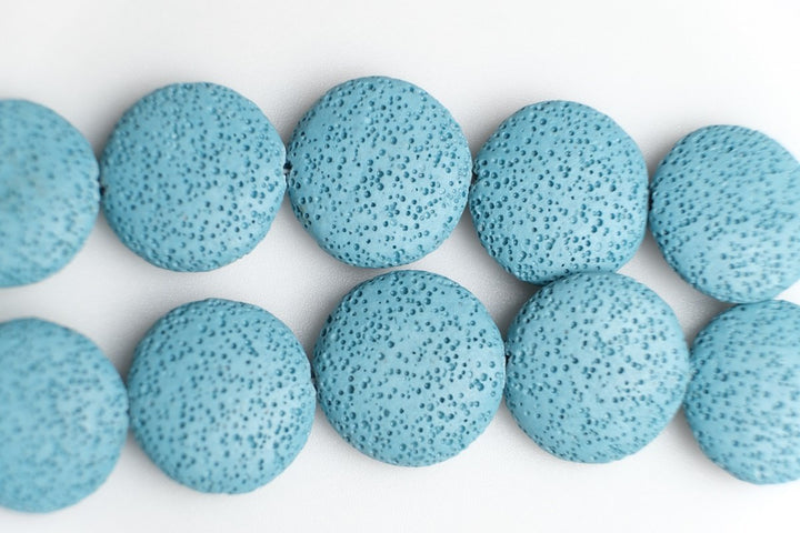 15.5" 20mm/25mm/30mm blue Lava coin Gemstone pendant