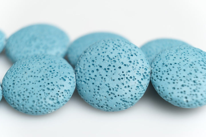 15.5" 20mm/25mm/30mm blue Lava coin Gemstone pendant