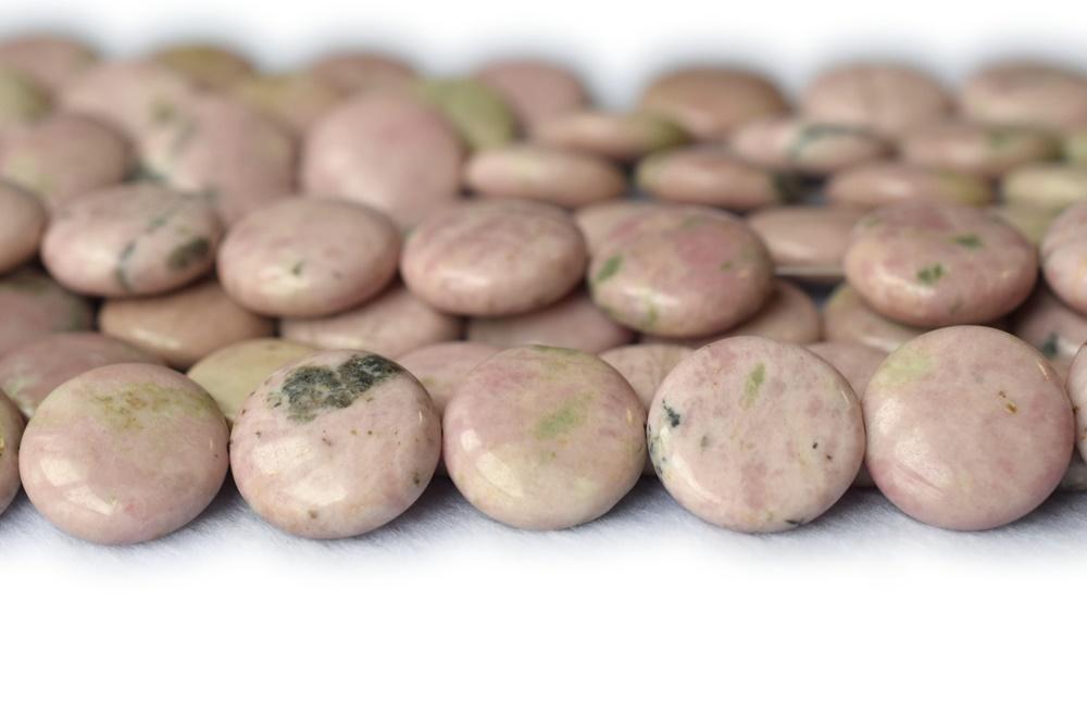 15.5"Peru rhodonite coin beads 15mm, red semi-precious stone,peru rhodonite coin beads