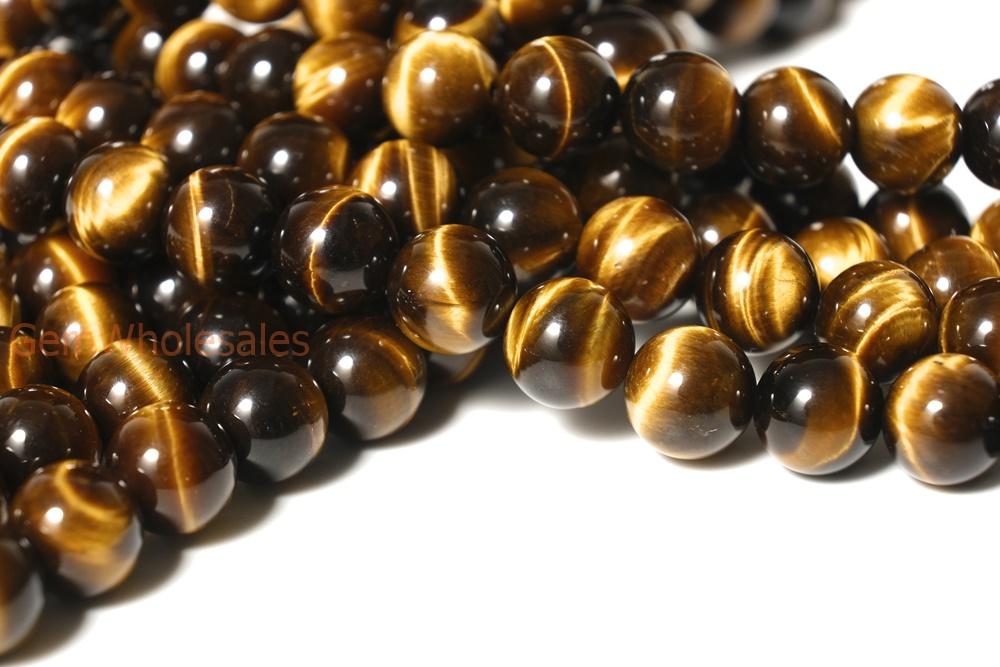 15.5" 4mm/6mm/8mm AA quality Natural yellow tiger eye round beads