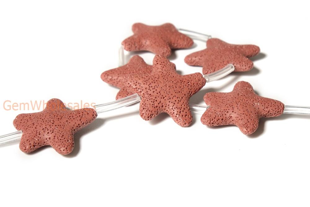 15.5" 40mm red Lava starfish Gemstone pendant