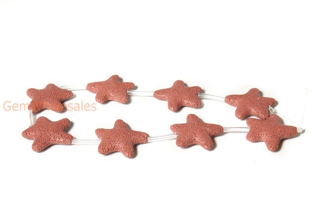 15.5" 40mm red Lava starfish Gemstone pendant