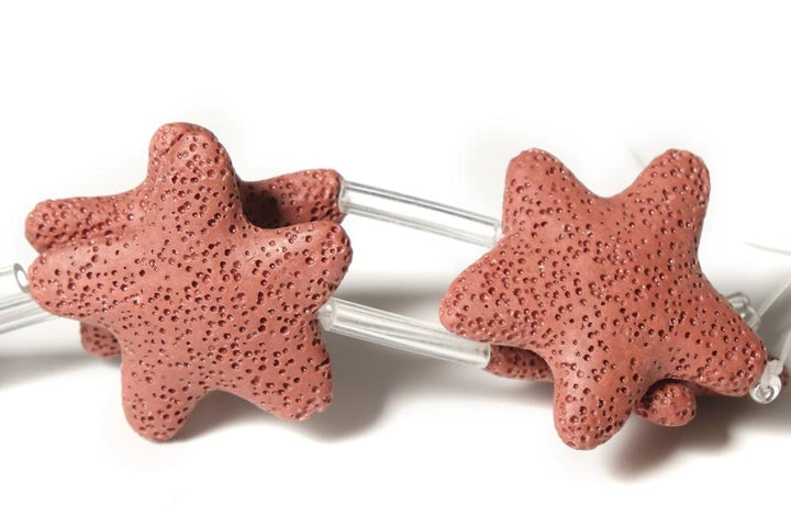 15.5" 40mm red Lava starfish Gemstone pendant