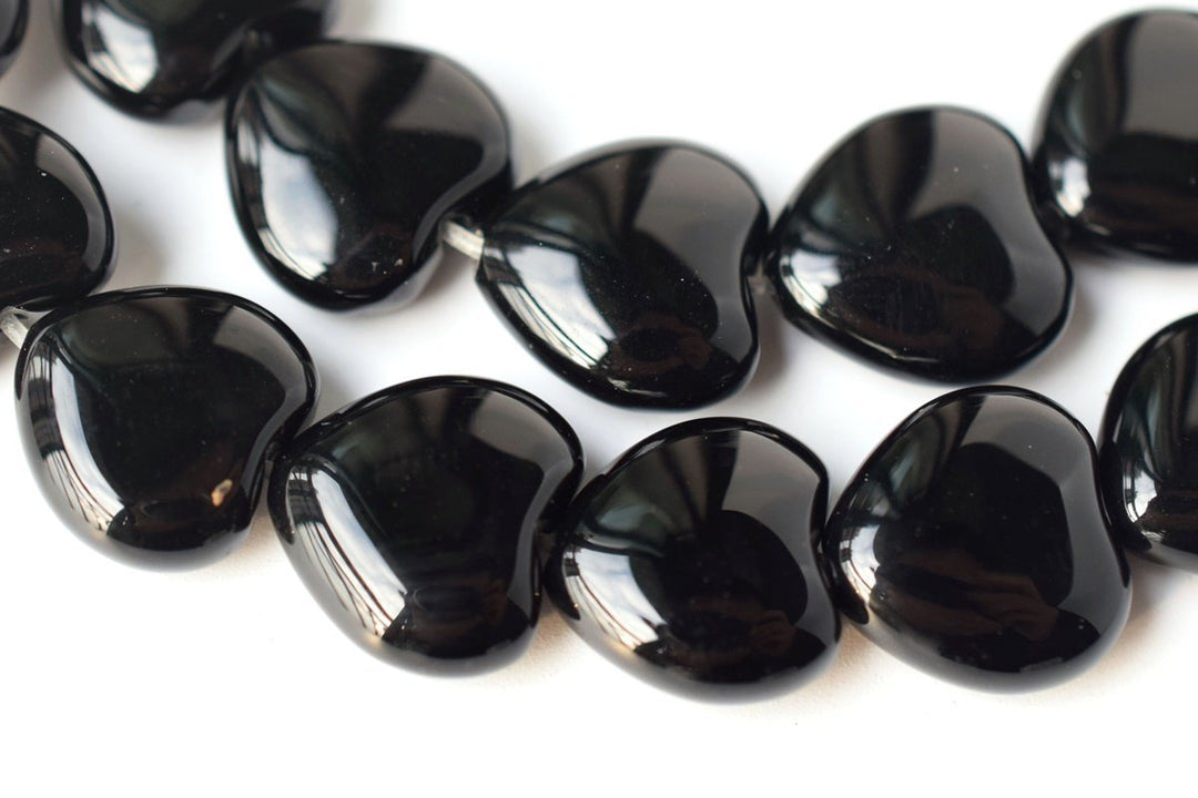 15.5" 12mm black Agate Heart beads Gemstone